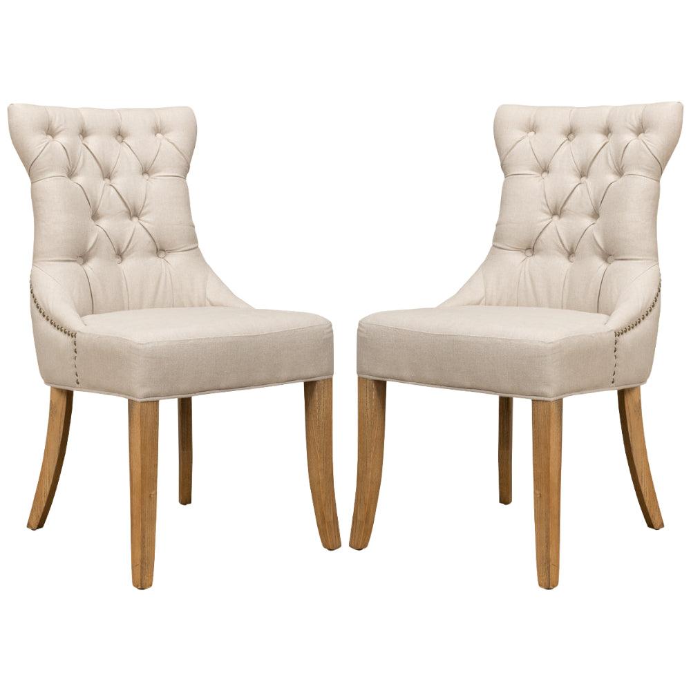 White Linen Sophie Side Chairs - Set of 2