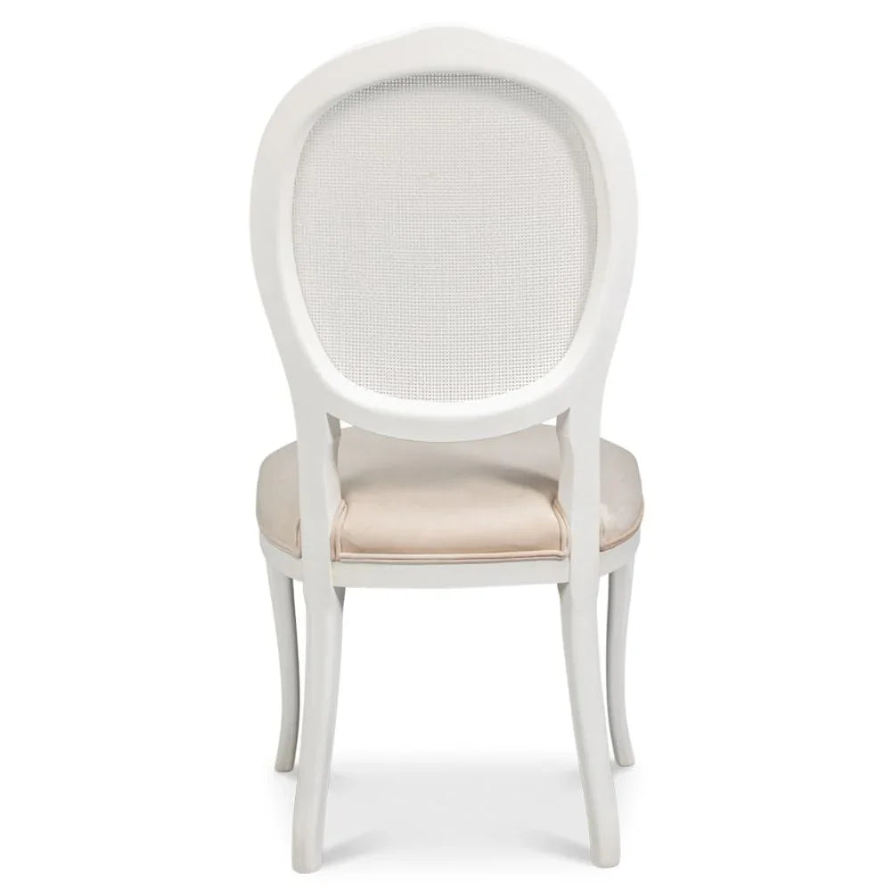 White Oval Cane Back Side Chairs