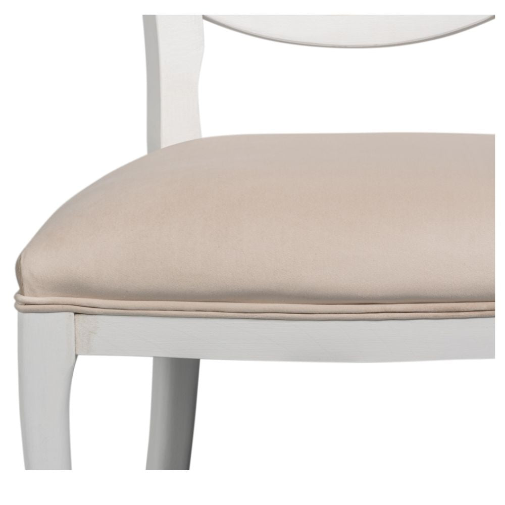 White Oval Cane Back Side Chairs