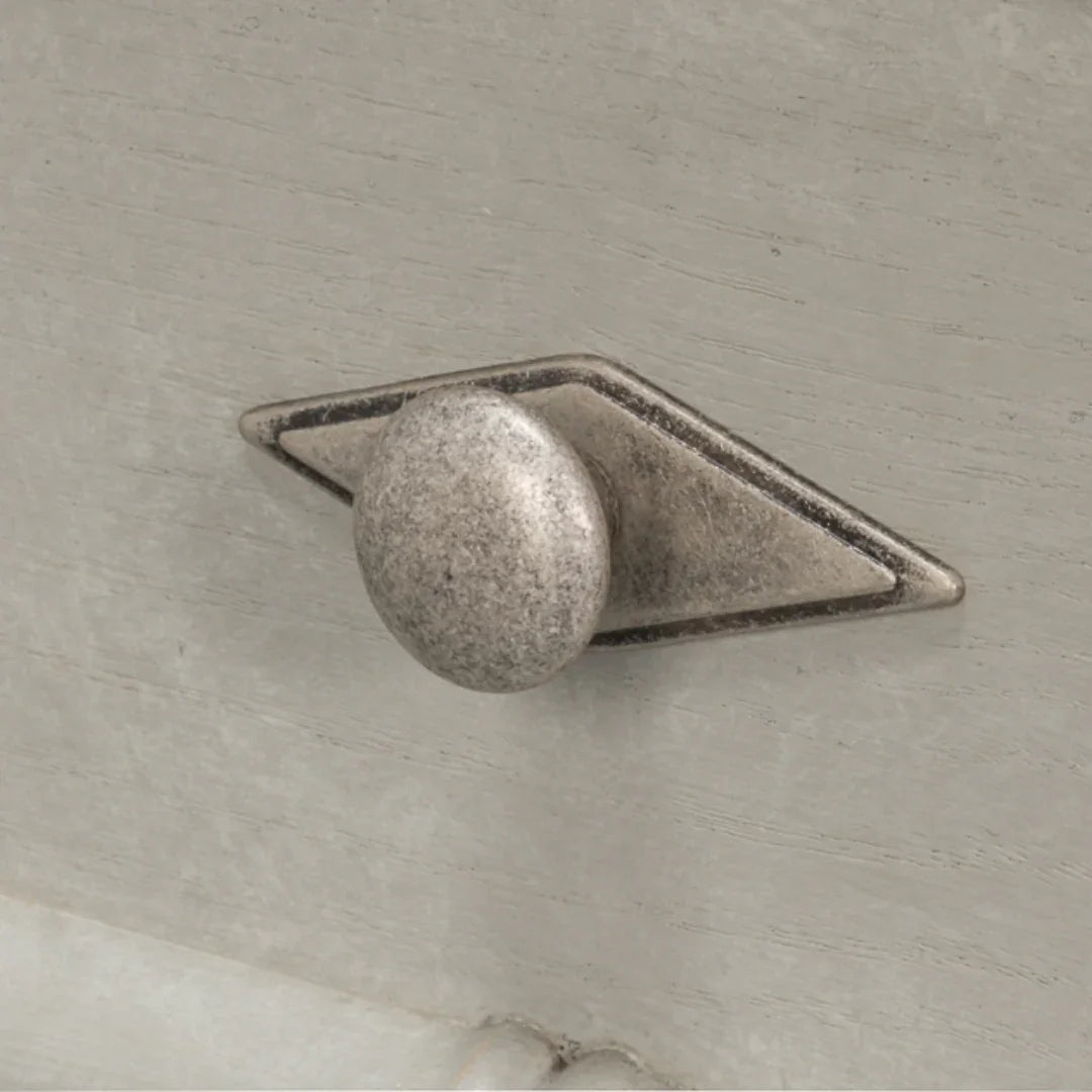 White Porcelain Top Bamboo Side Chest