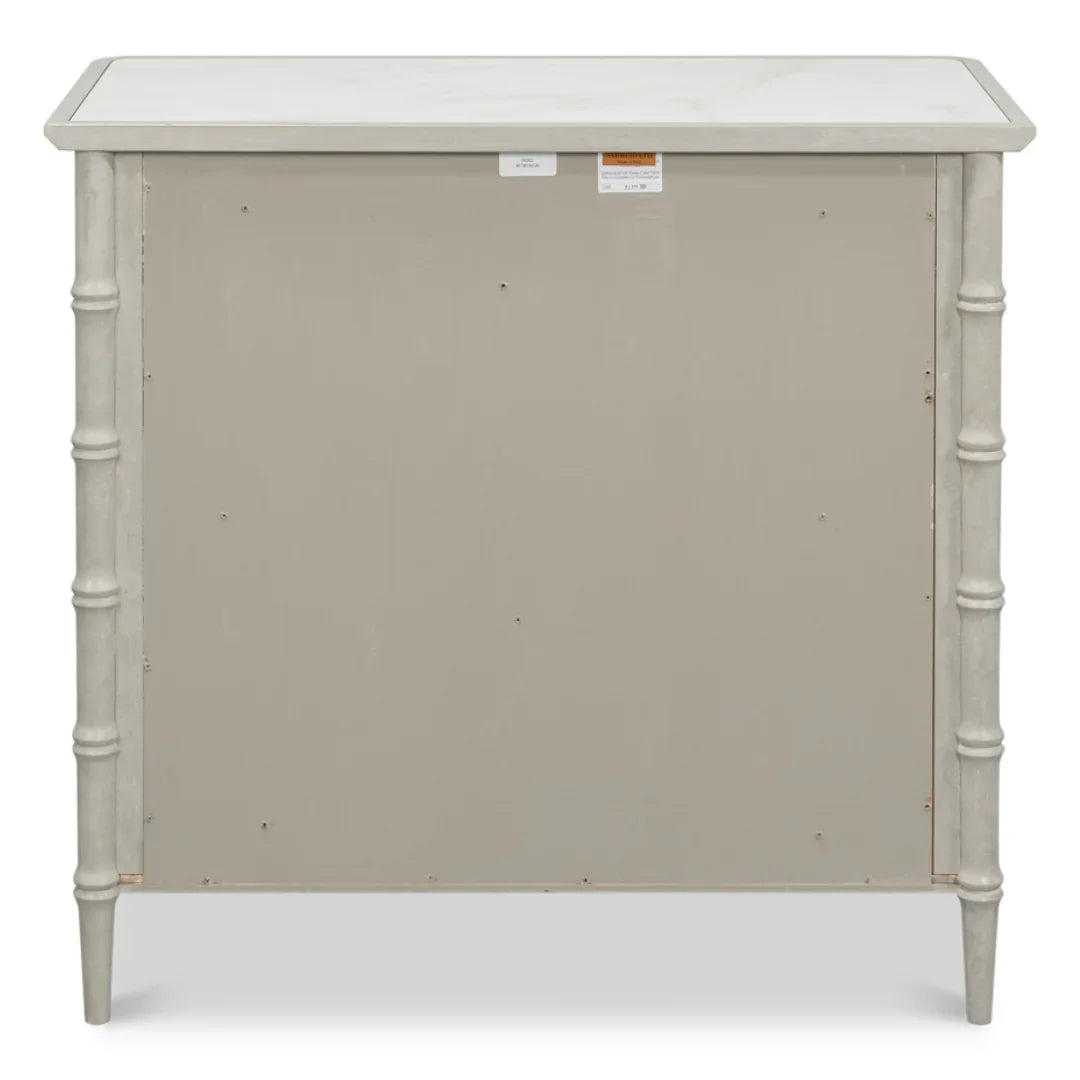 White Porcelain Top Bamboo Side Chest