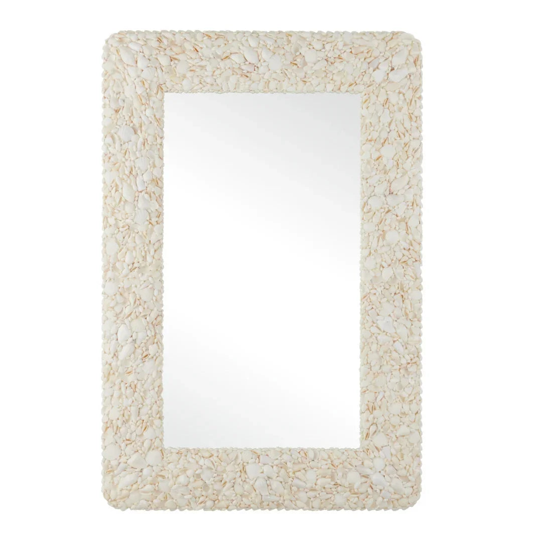 White Seashell Textured Mirror