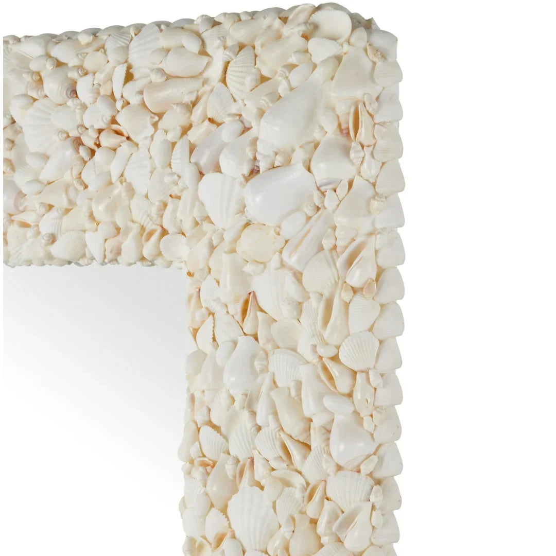 White Seashell Textured Mirror