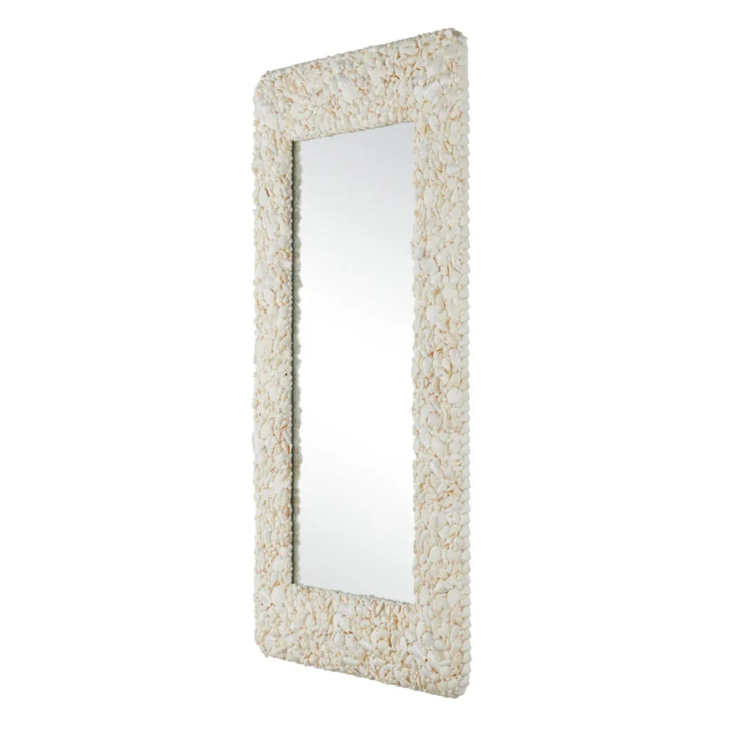 White Seashell Textured Mirror