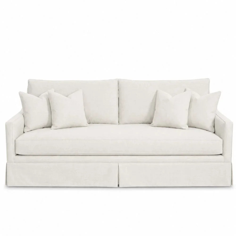 White Plush Skirted Sofa - Customizable