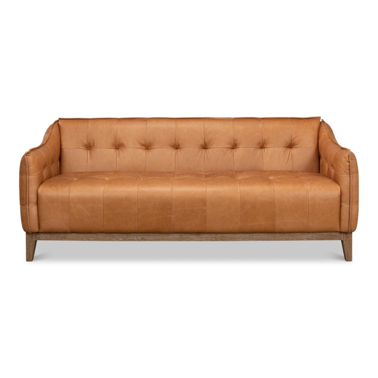Light Brown Tufted Leather Sofa