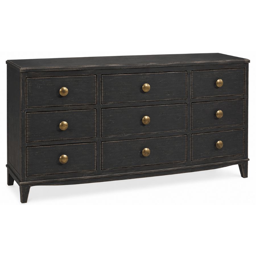 White 9-Drawer Curved Contemporary Chest