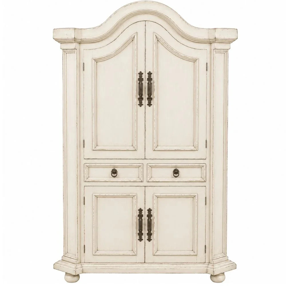 White Arched French Country Armoire