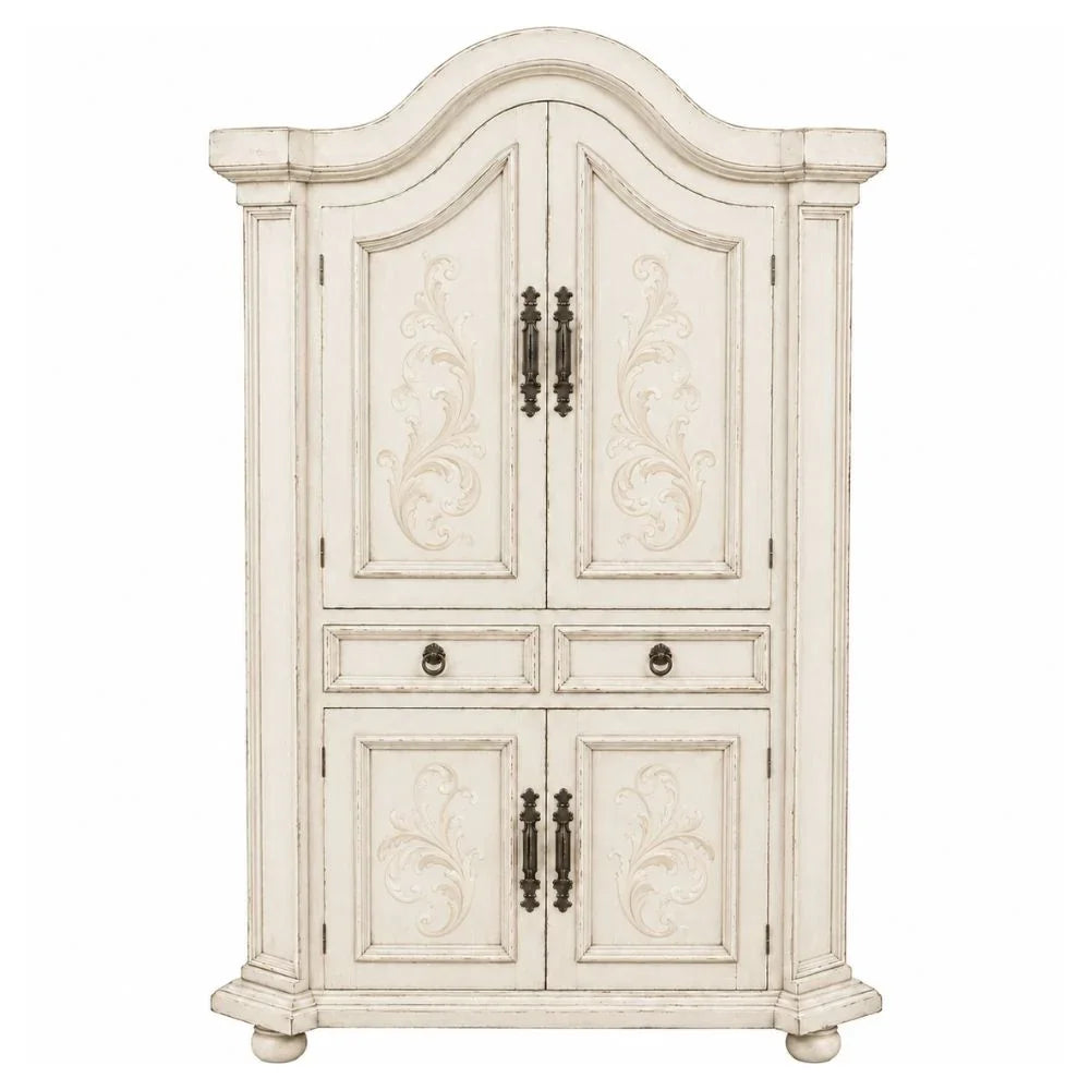 White Arched French Country Armoire