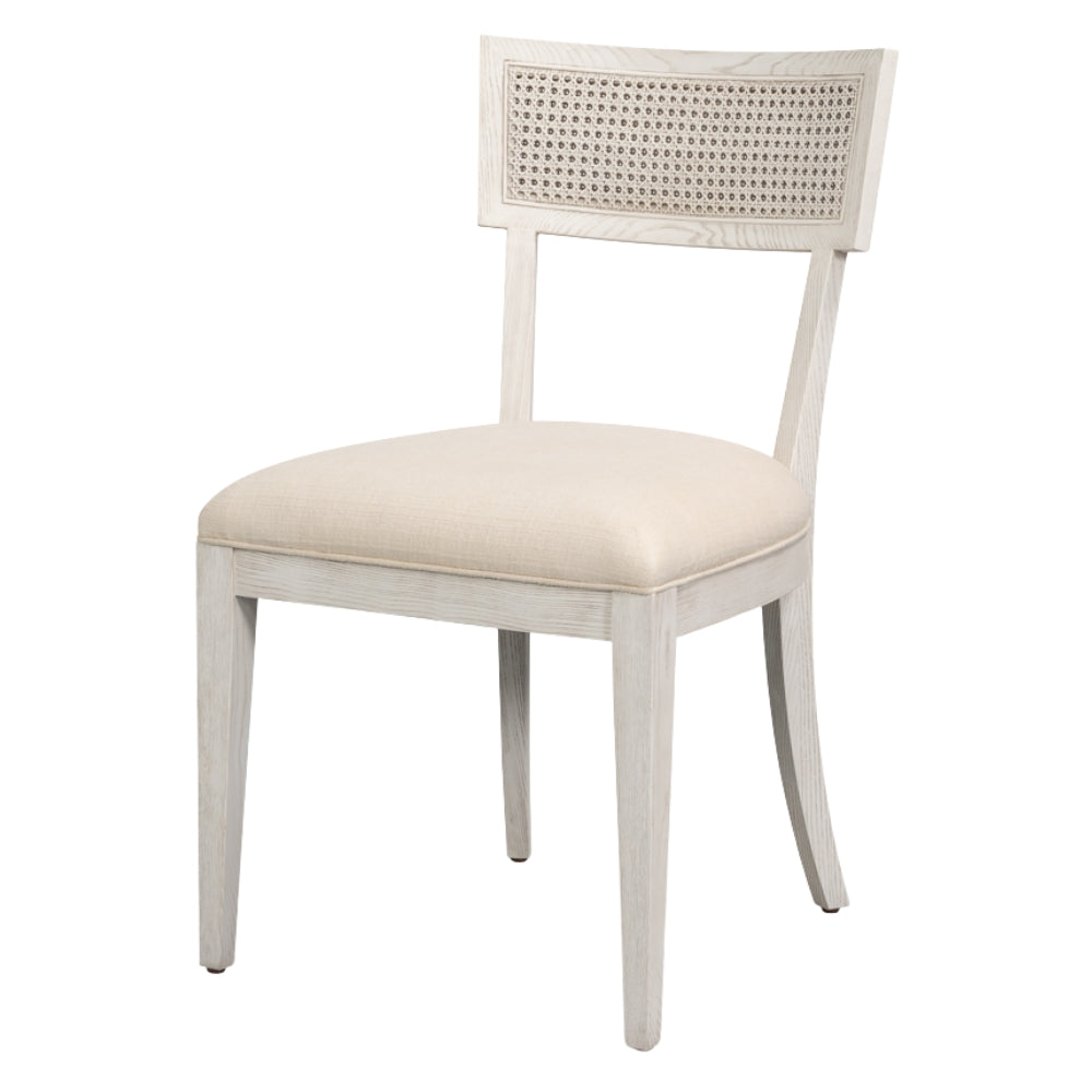 White Ashwood Cane Half Back Dining Chairs