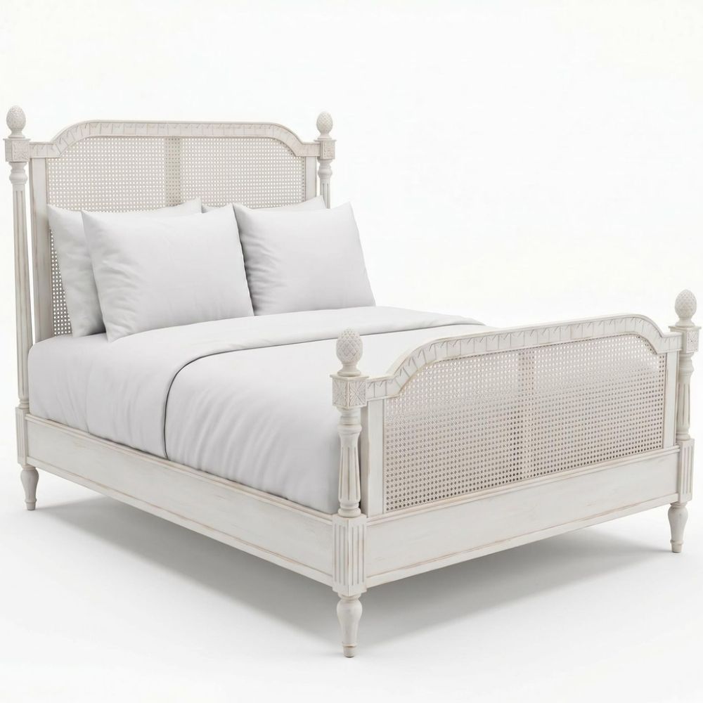 White French Manor Cane Bed
