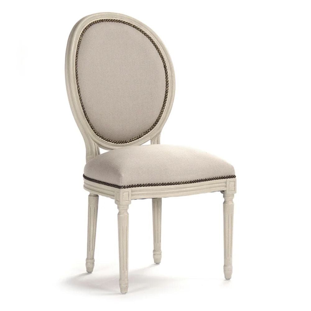 White Louis Round Back Medallion Side Chair