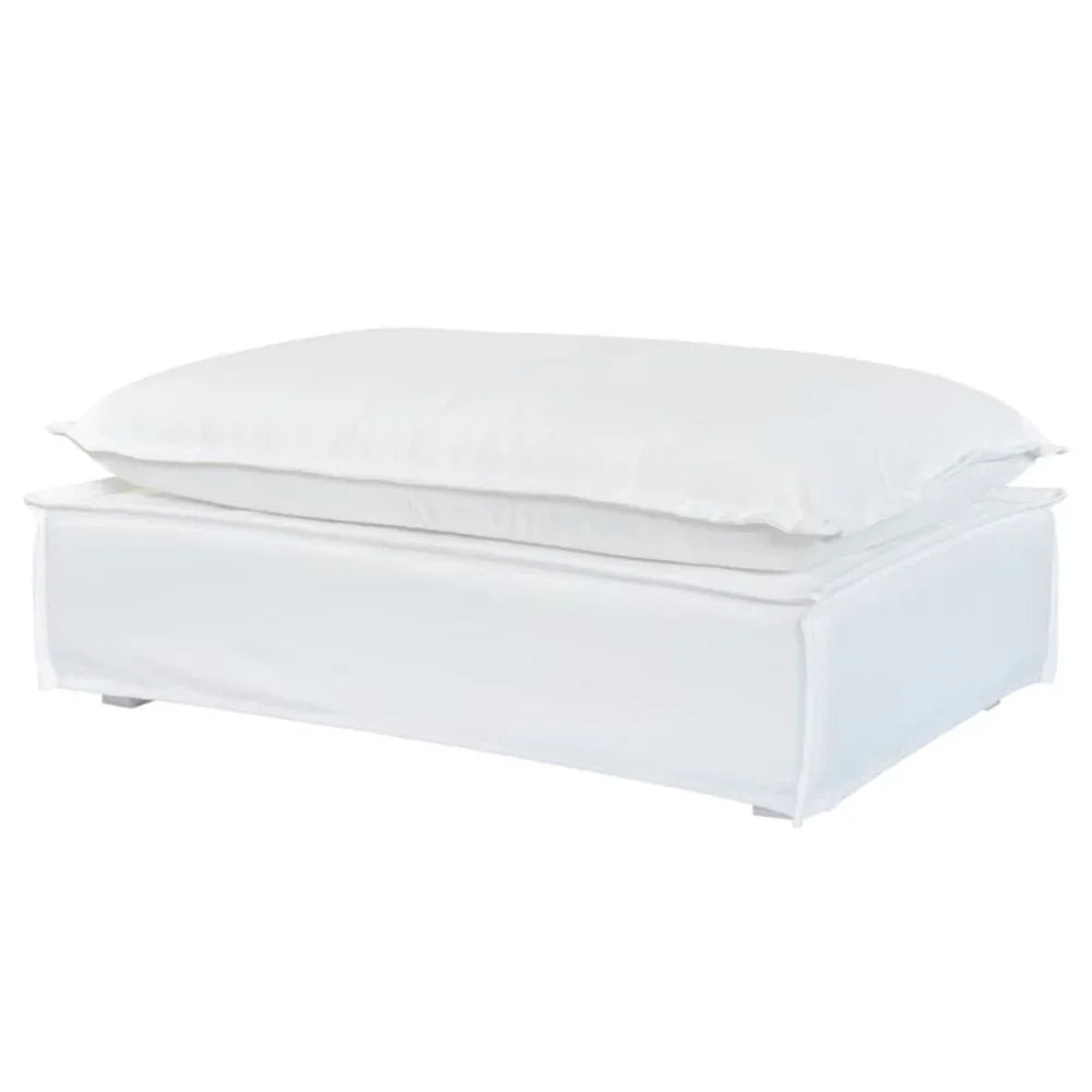White Slipcover Indoor Outdoor Ottoman