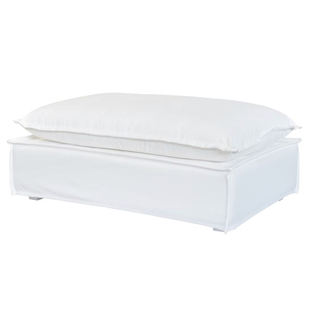 White Slipcover Indoor Outdoor Ottoman