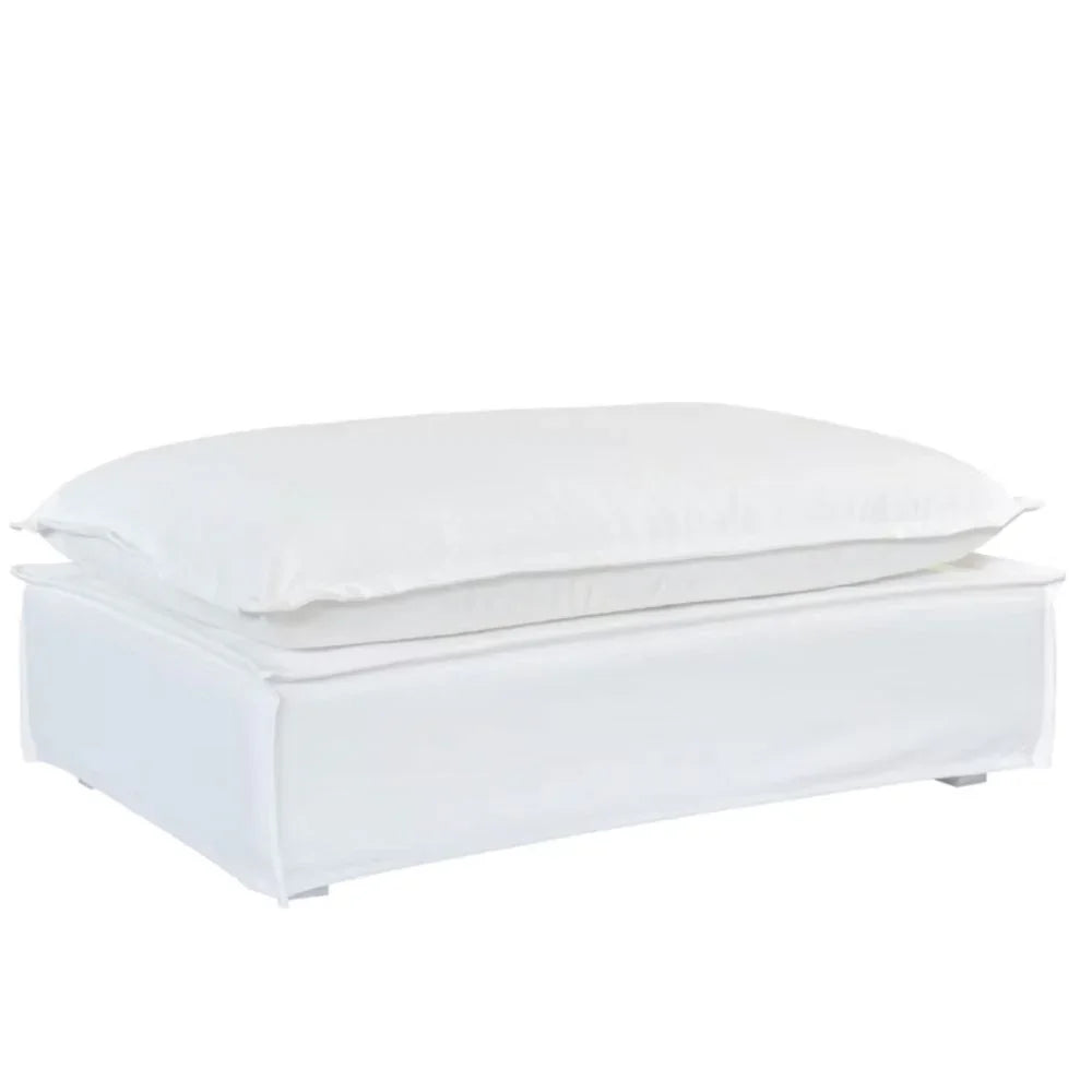 White Slipcover Indoor Outdoor Ottoman