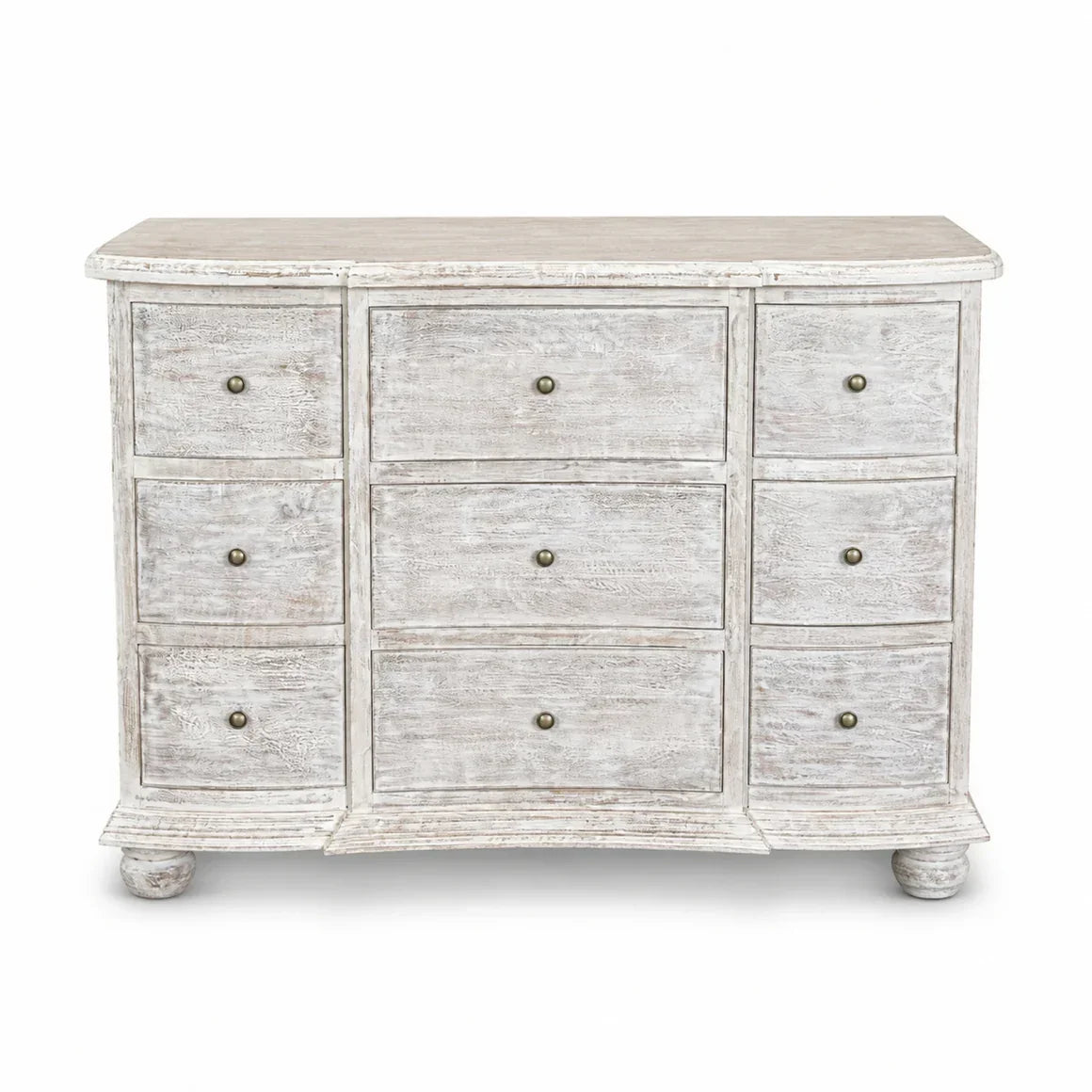 Whitewashed Cottage Nine-Drawer Dresser