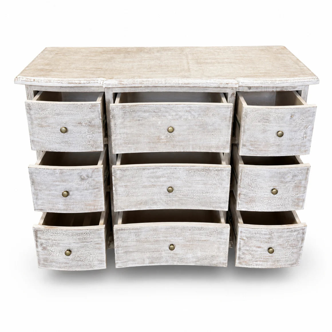 Whitewashed Cottage Nine-Drawer Dresser