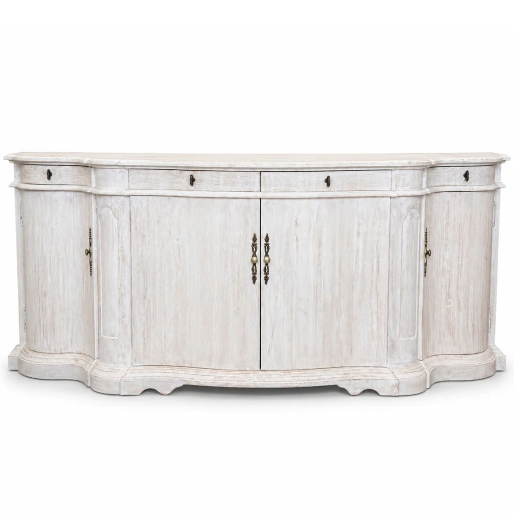 Whitewashed Wood Curved Courbe Buffet
