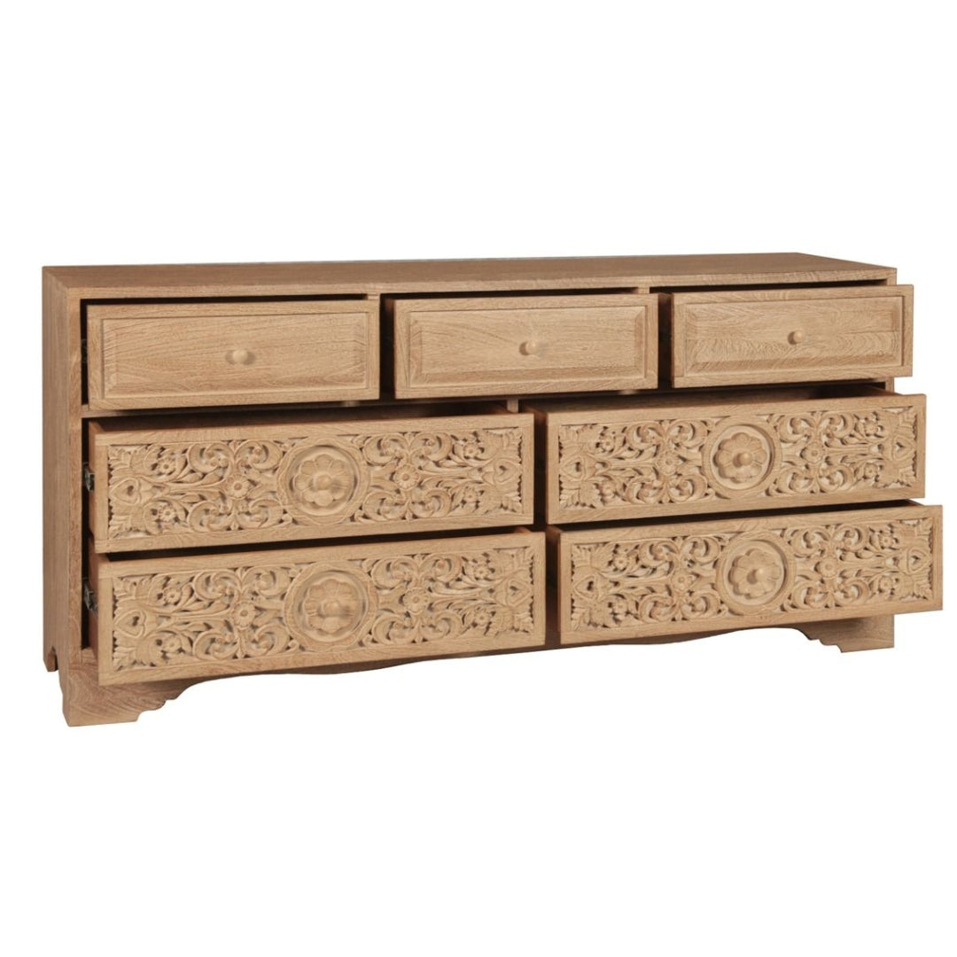 Whitewashed Mango Wood Dresser on Plinth Base