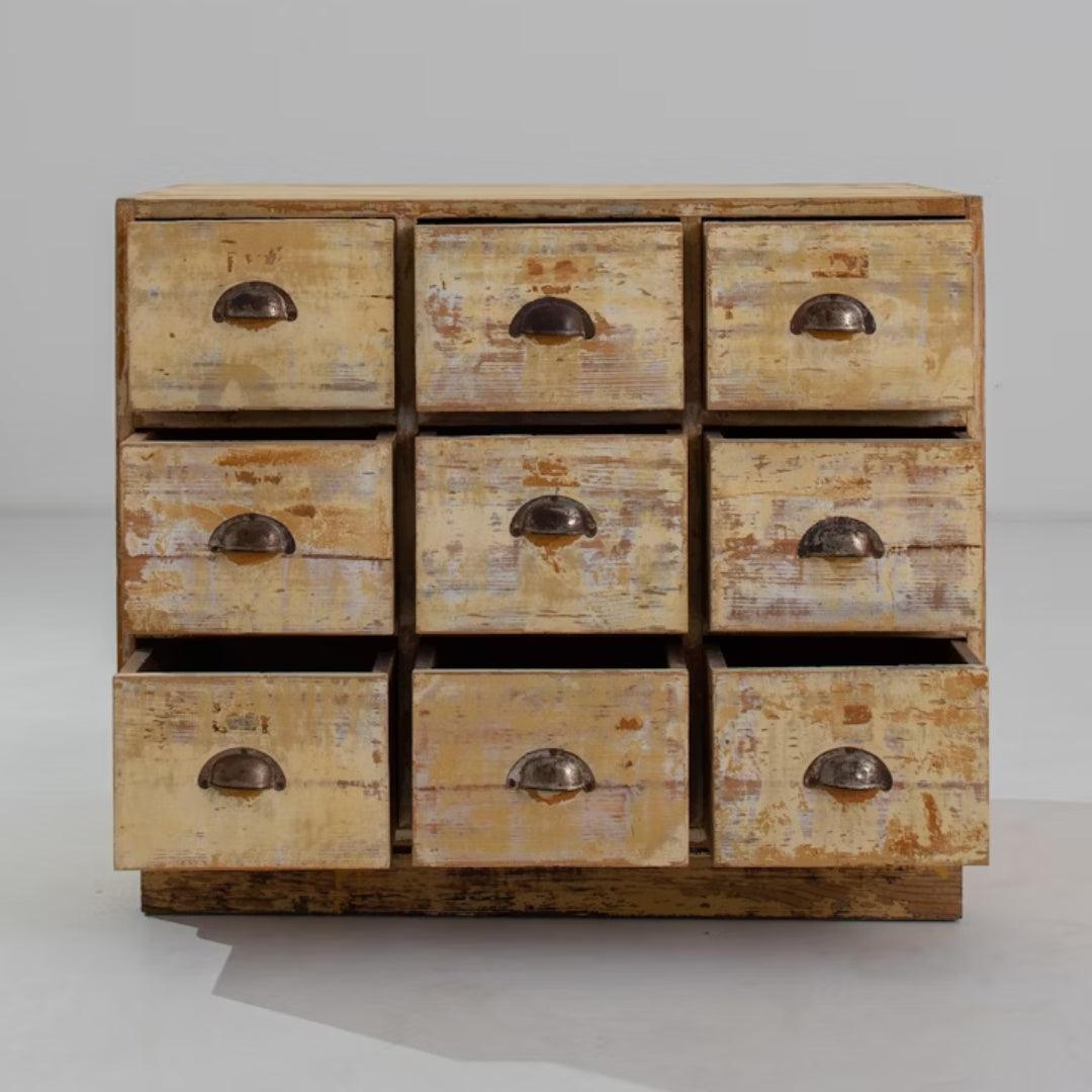 Berlin Rustic 9-Drawer Library Chest, Circa 1940