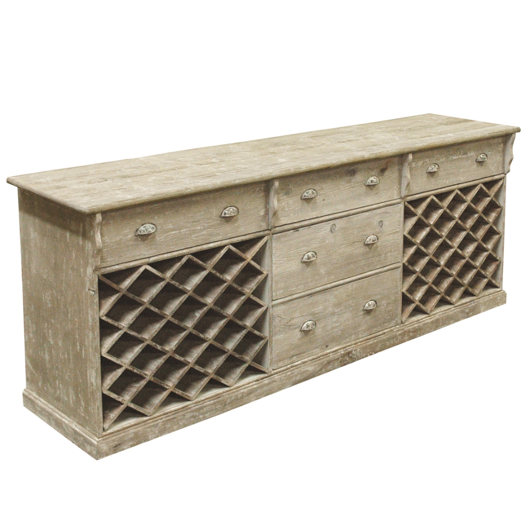 Rustic Wood Sideboard with Wine Rack