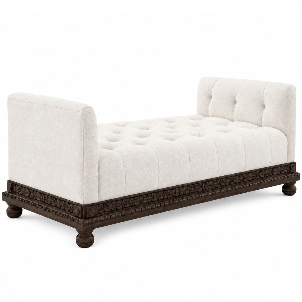 Wood Platform Chaise Tufted Sofa Daybed