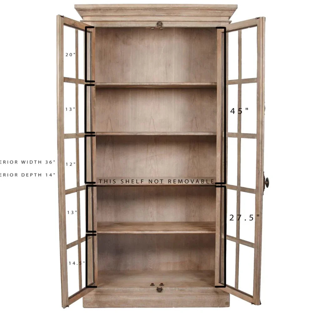 Weathered Provence Glass Library Cabinet