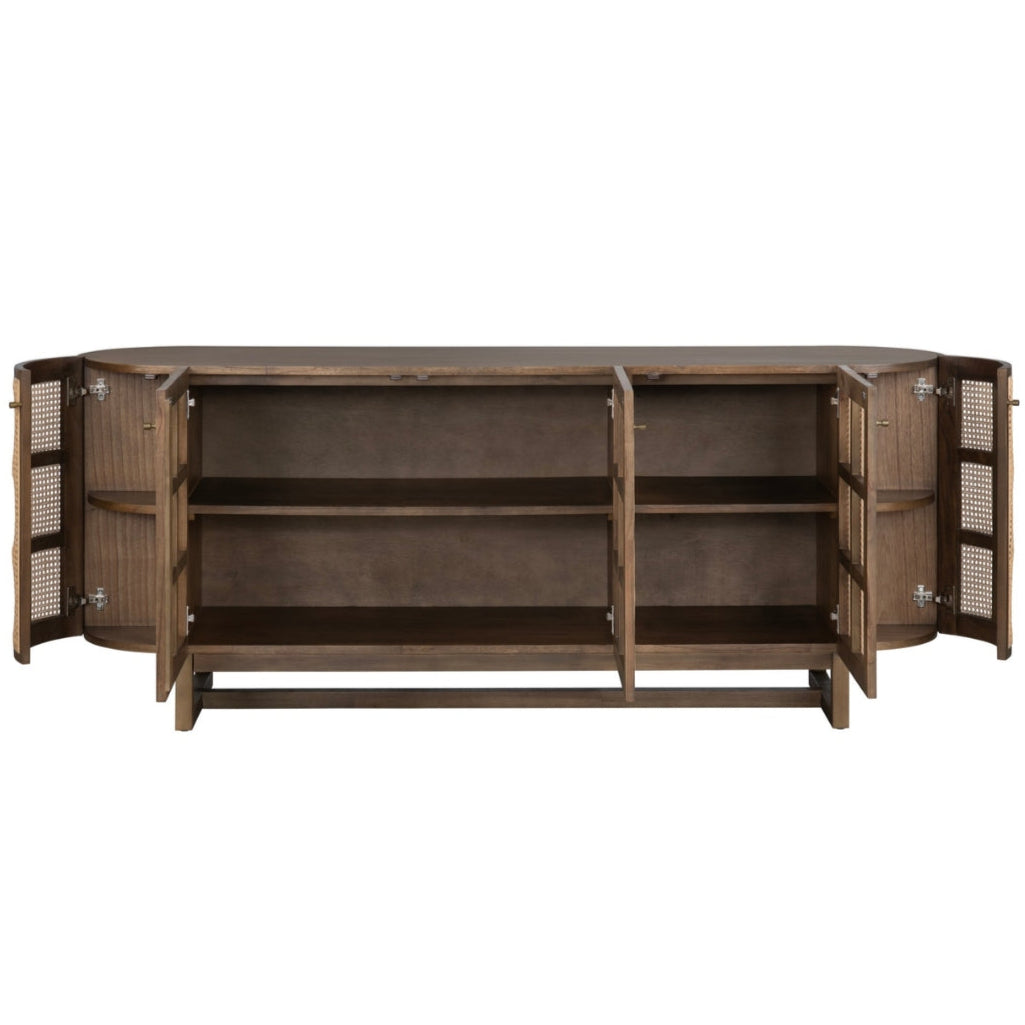 Woven Rattan Door Sideboard with Rounded Silhouette