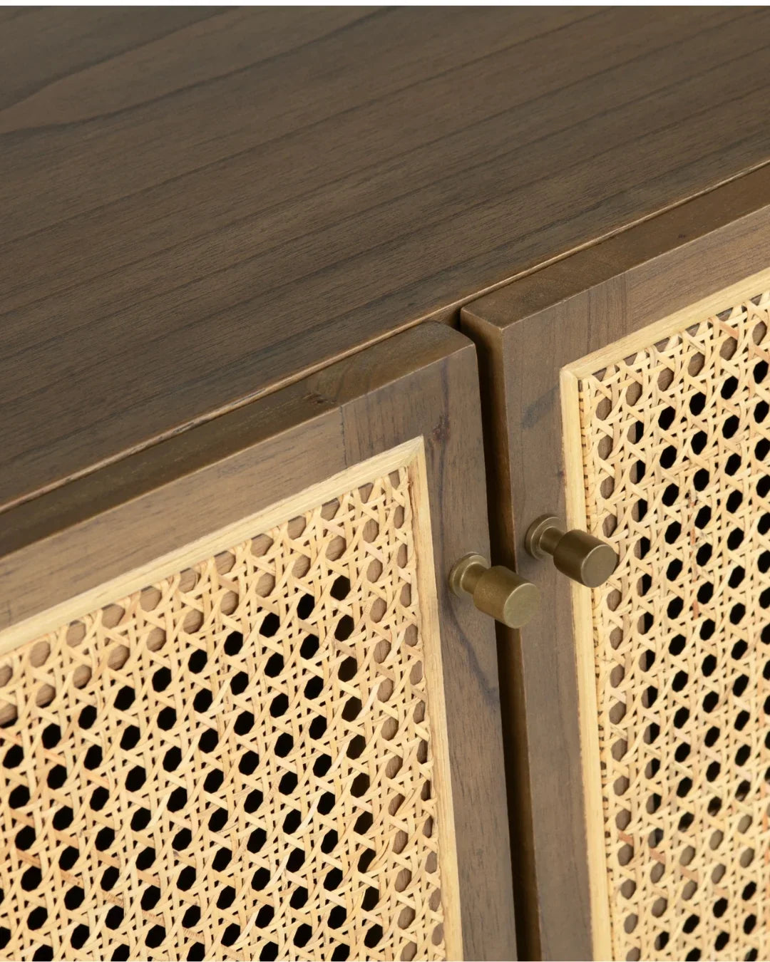 Woven Rattan Door Sideboard with Rounded Silhouette