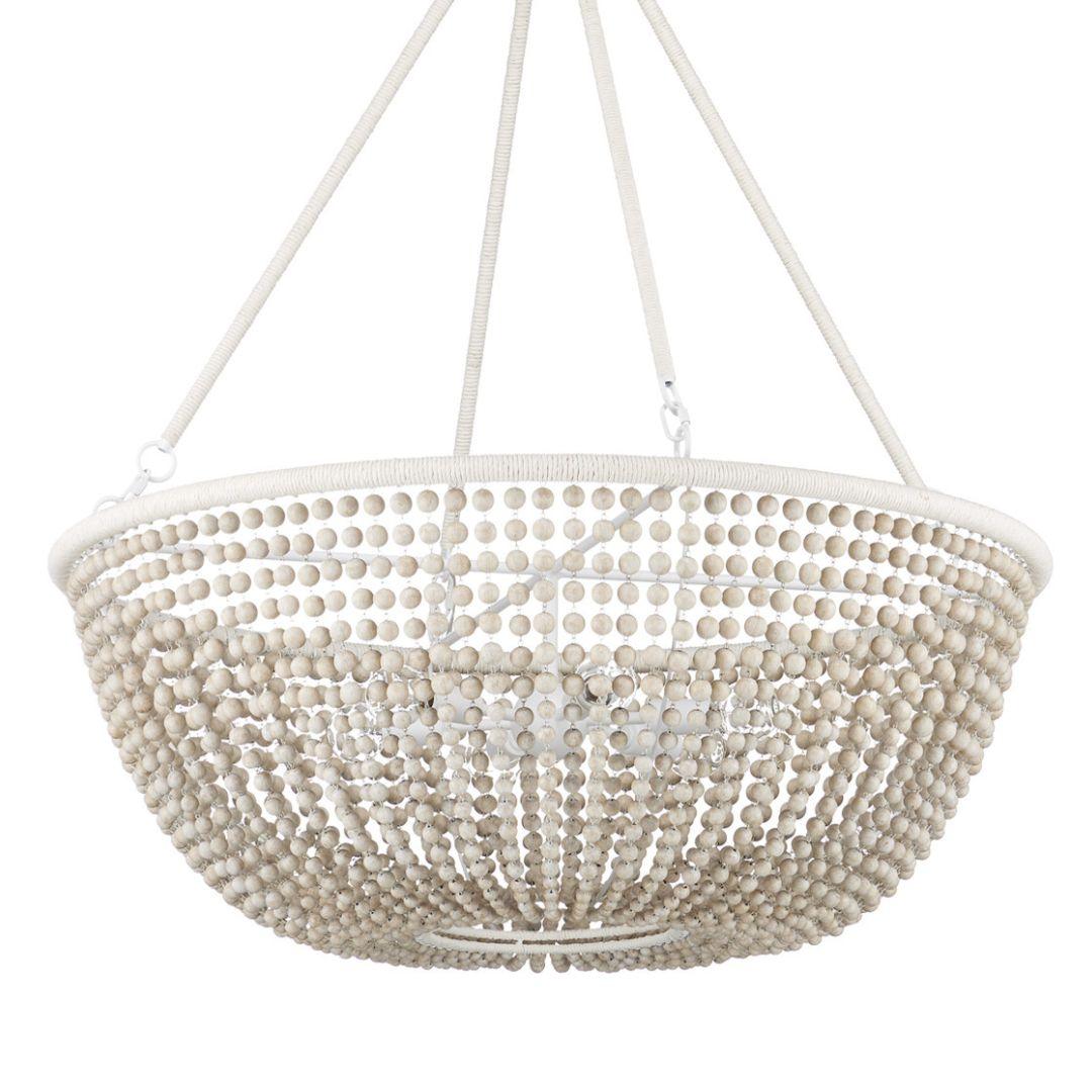 Sugar White Wood Beaded Chandelier