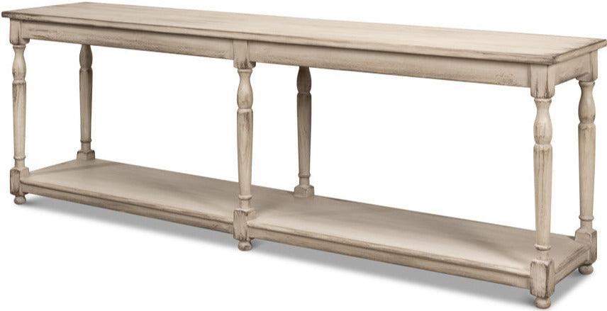 Aged Grey French Country Console Table - Belle Escape