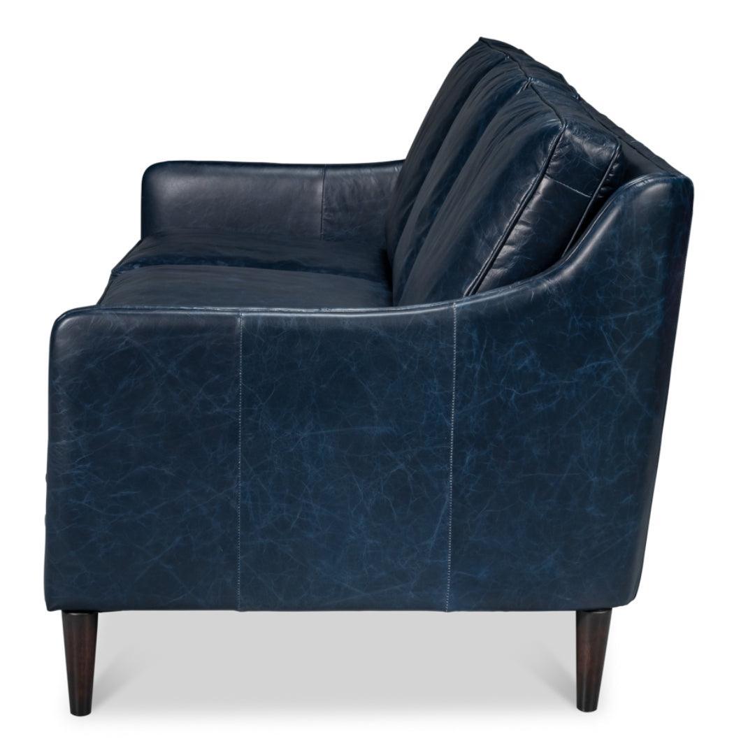 Chateau Blue Leather Sofa
