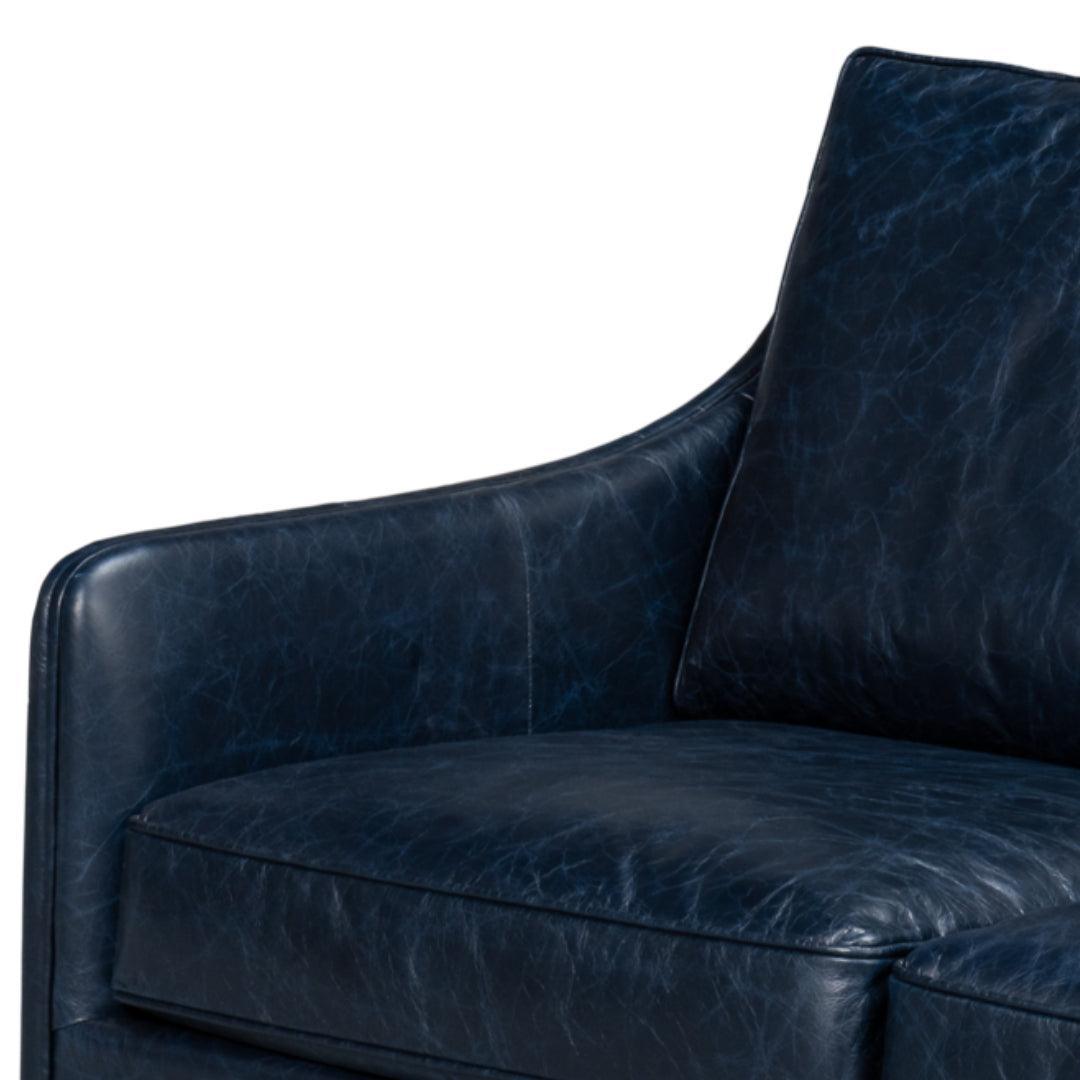 Chateau Blue Leather Sofa