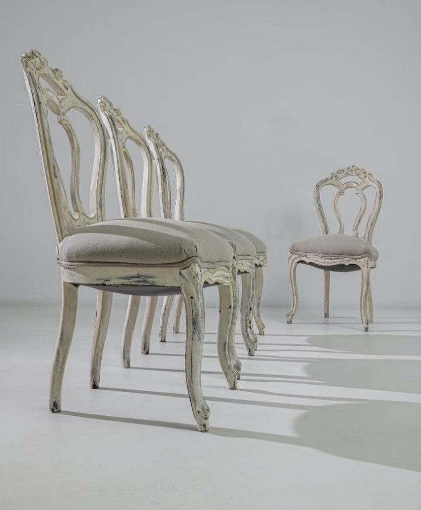Antique French Shabby Chic Dining Chairs - Set of 4 - Belle Escape