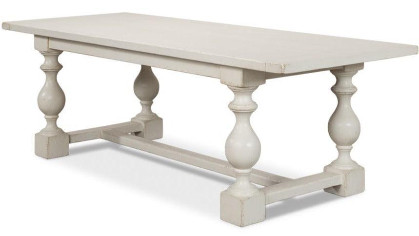 Antique White Farmhouse Trestle Dining Table - Belle Escape