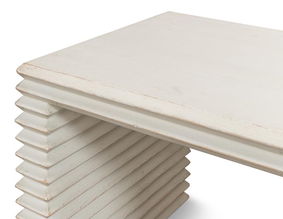 Antique White Ribbed Accent Table - Belle Escape