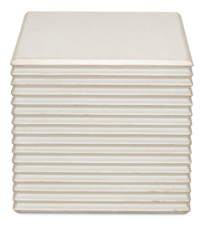 Antique White Ribbed Accent Table - Belle Escape