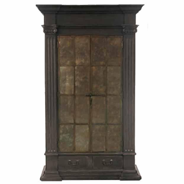 Antiqued Mirror Front Country Armoire - Belle Escape