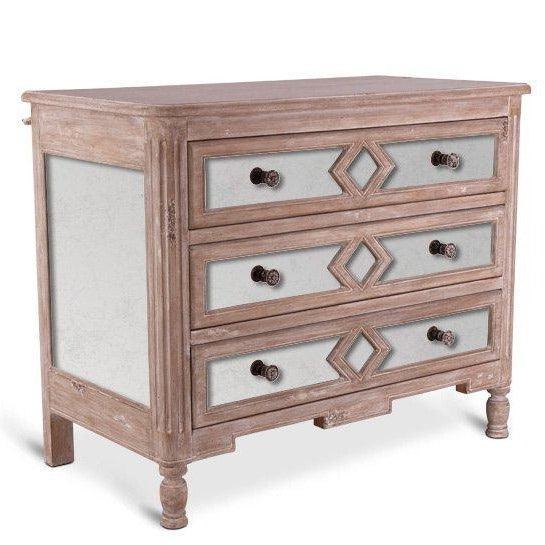 Antiqued Mirrored Diamond Chest - Belle Escape