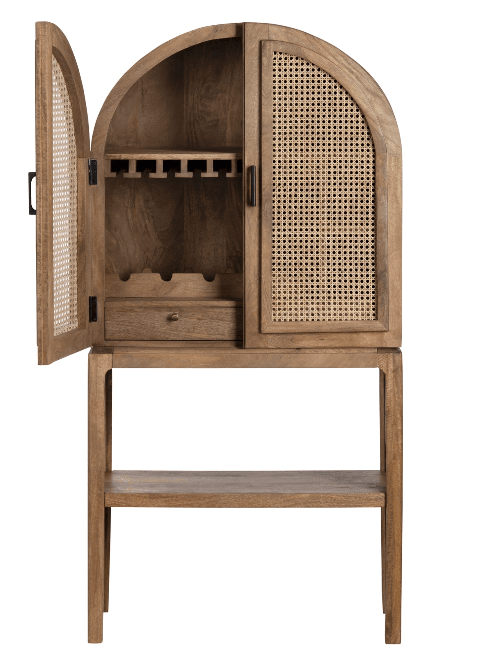 Arched Cane Bar Cabinet - Belle Escape