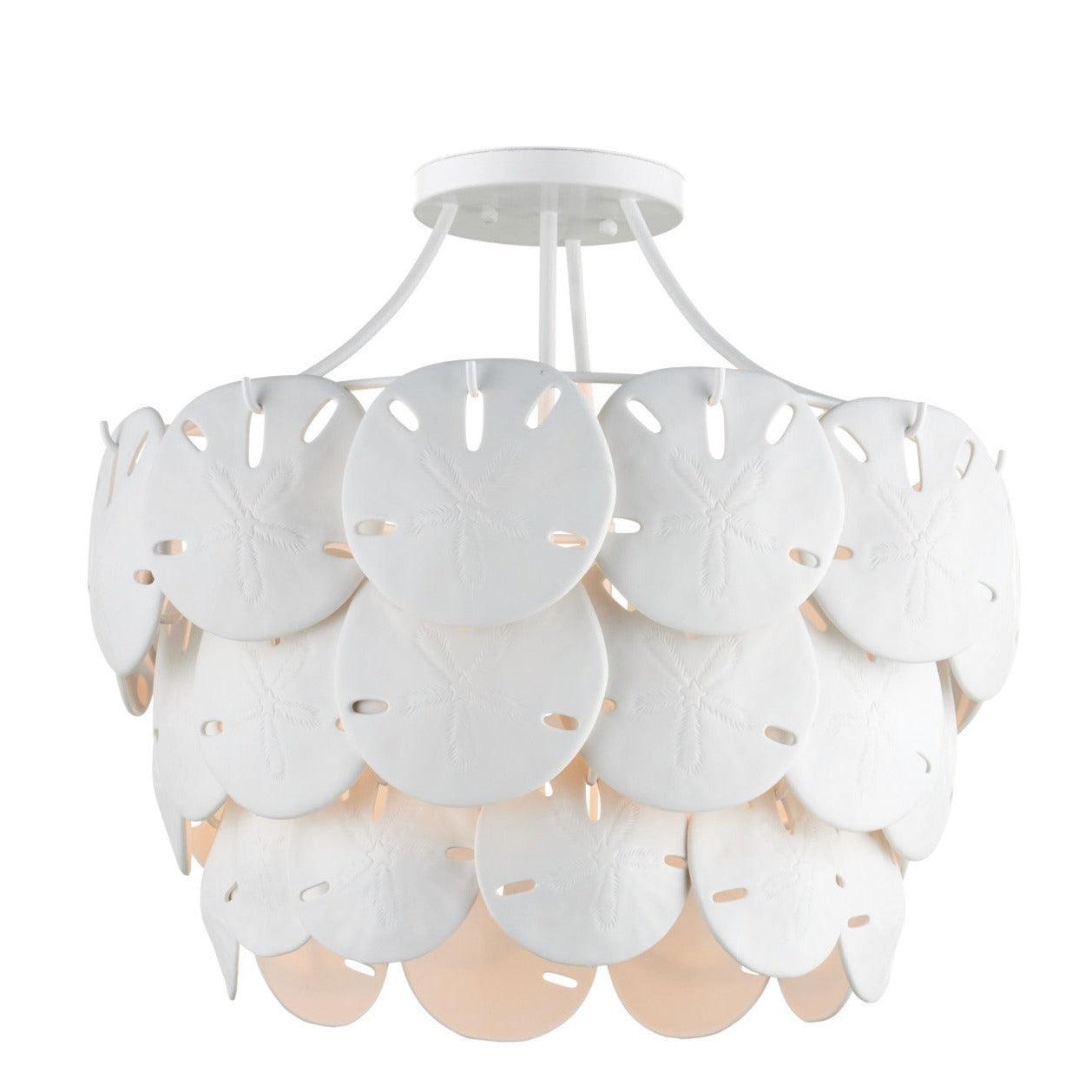 White Sand Dollar Tiered Chandelier