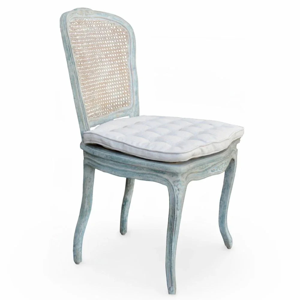 French Blue Cane Dining Chair