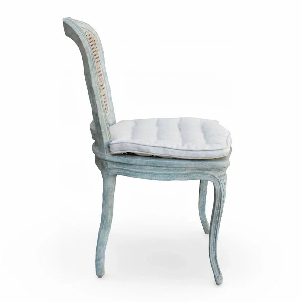 French Blue Cane Dining Chair