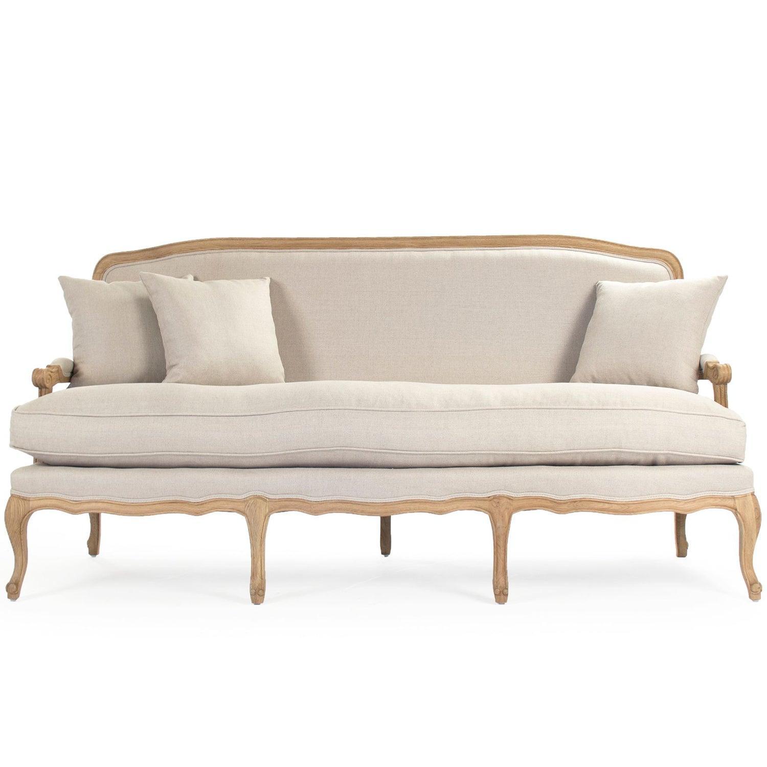 Bastille Linen French Cabriole Sofa - Belle Escape