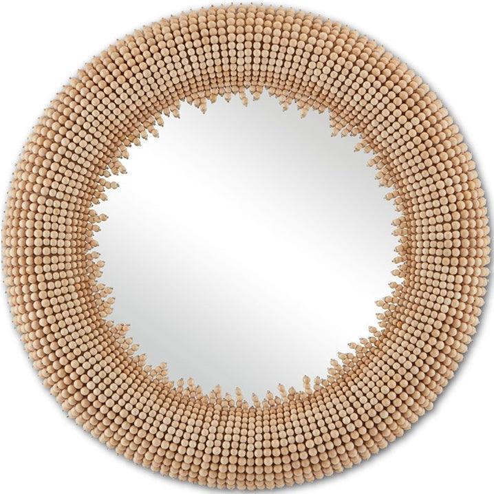 Beaded Round Wooden Boho Mirror - Belle Escape