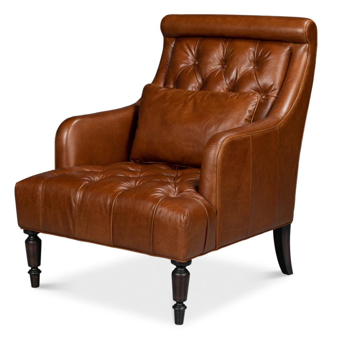 Tufted Brown Leather Accent Chair