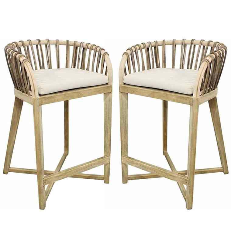 Binah Teak Counter Stools - Belle Escape