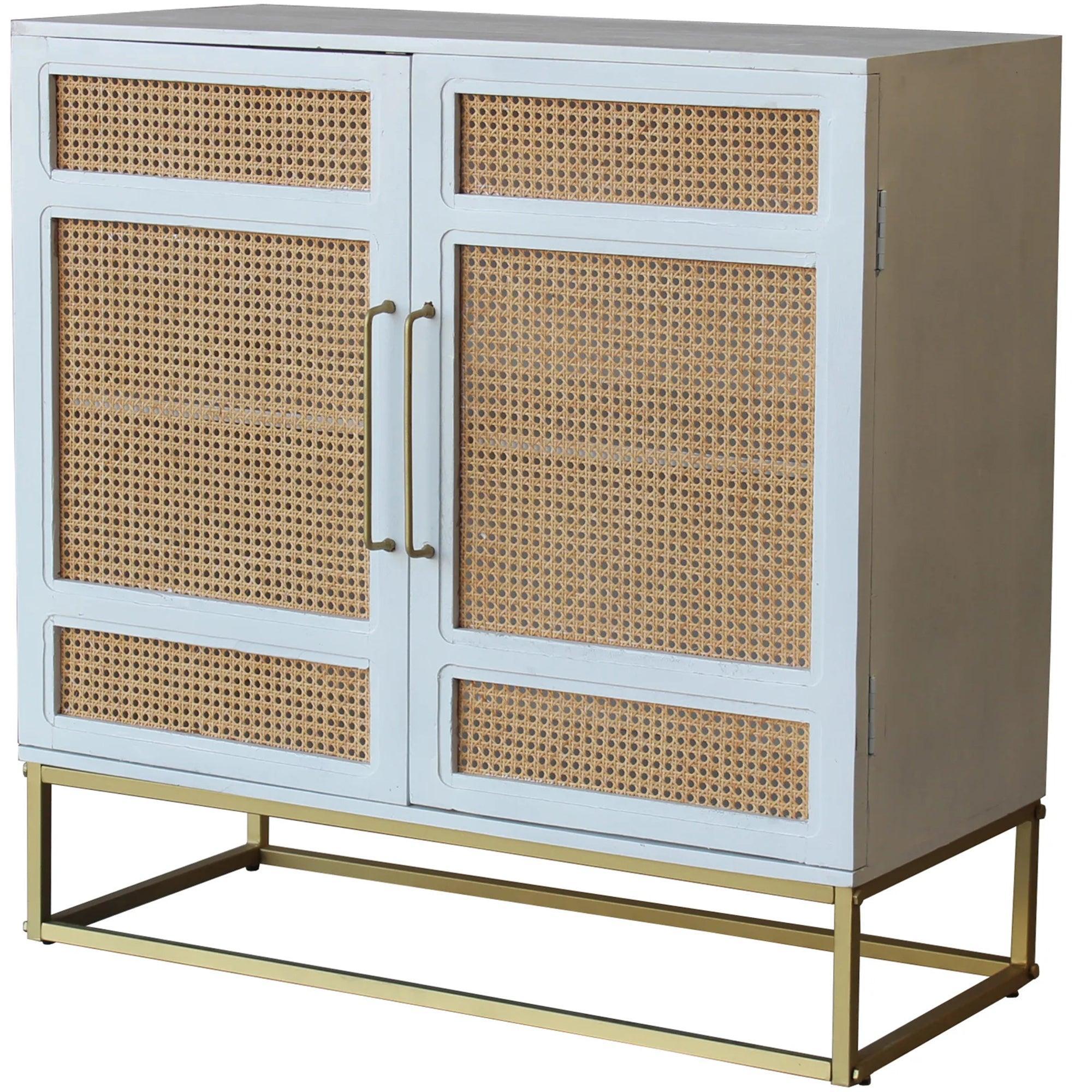 Biscayne White 2-Door Cane Cabinet - Belle Escape