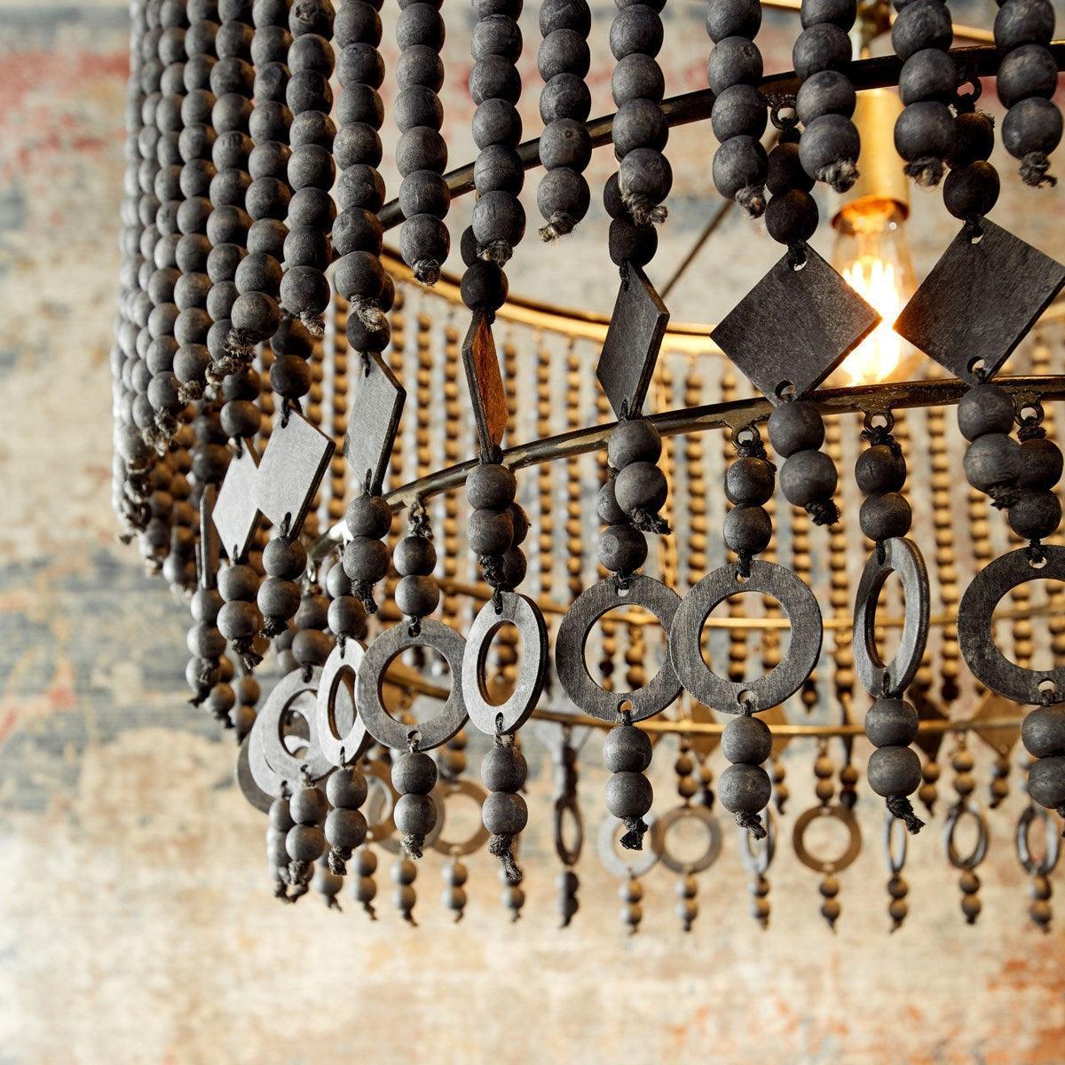 Black Beaded Boho Luxe Chandelier - Belle Escape