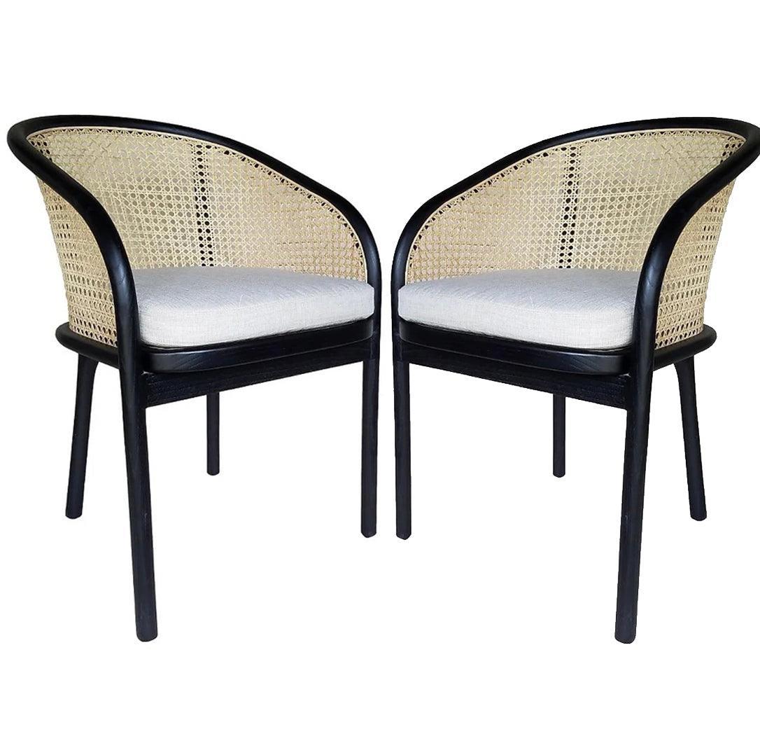 Black Coastal Cane Dining Chair - Belle Escape